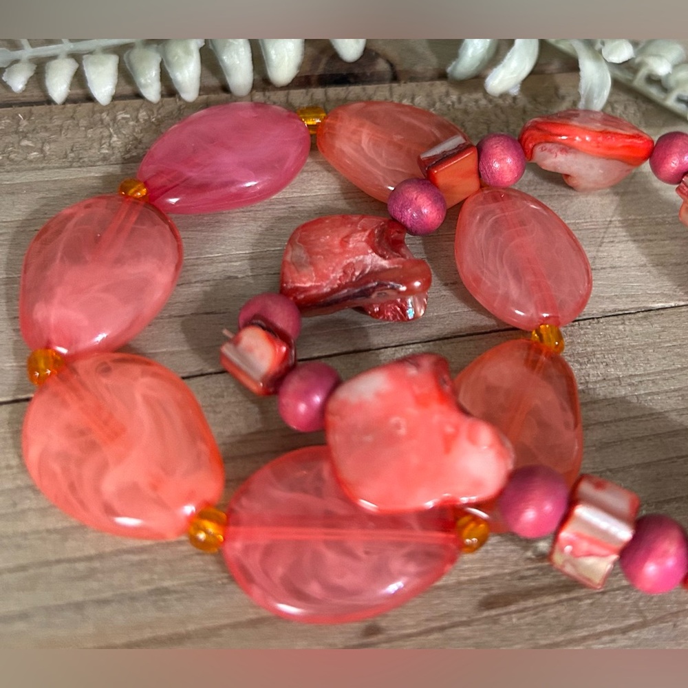SET of Vibrant Pink and Faux Stone Bracelets - Picture 5 of 6